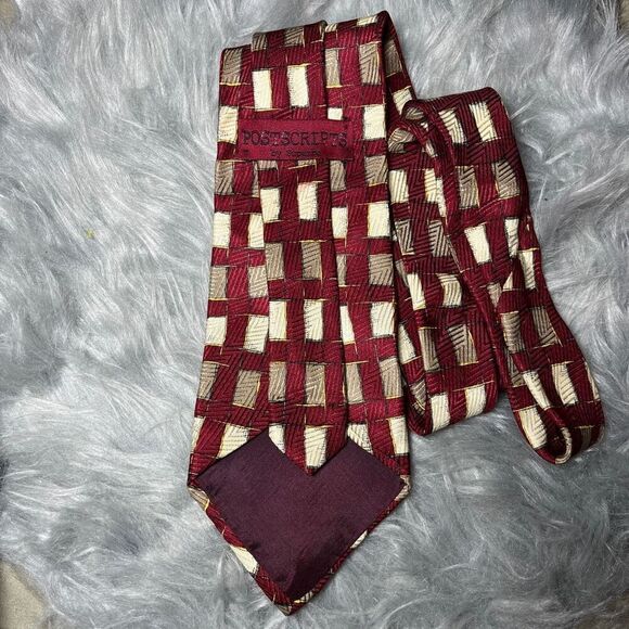 VINTAGE POSTSCRIPTS BY SUPERBA 100% SILK EXTRA LONG TIE MADE IN USA WPL 2831 RED - Picture 2 of 5